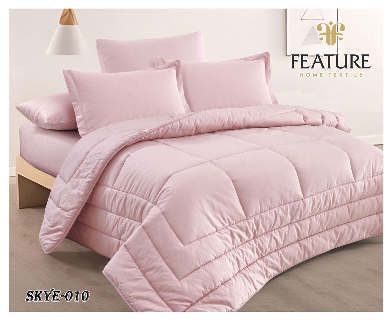 natural cotton duvet set , 6-piece for two people - Rose