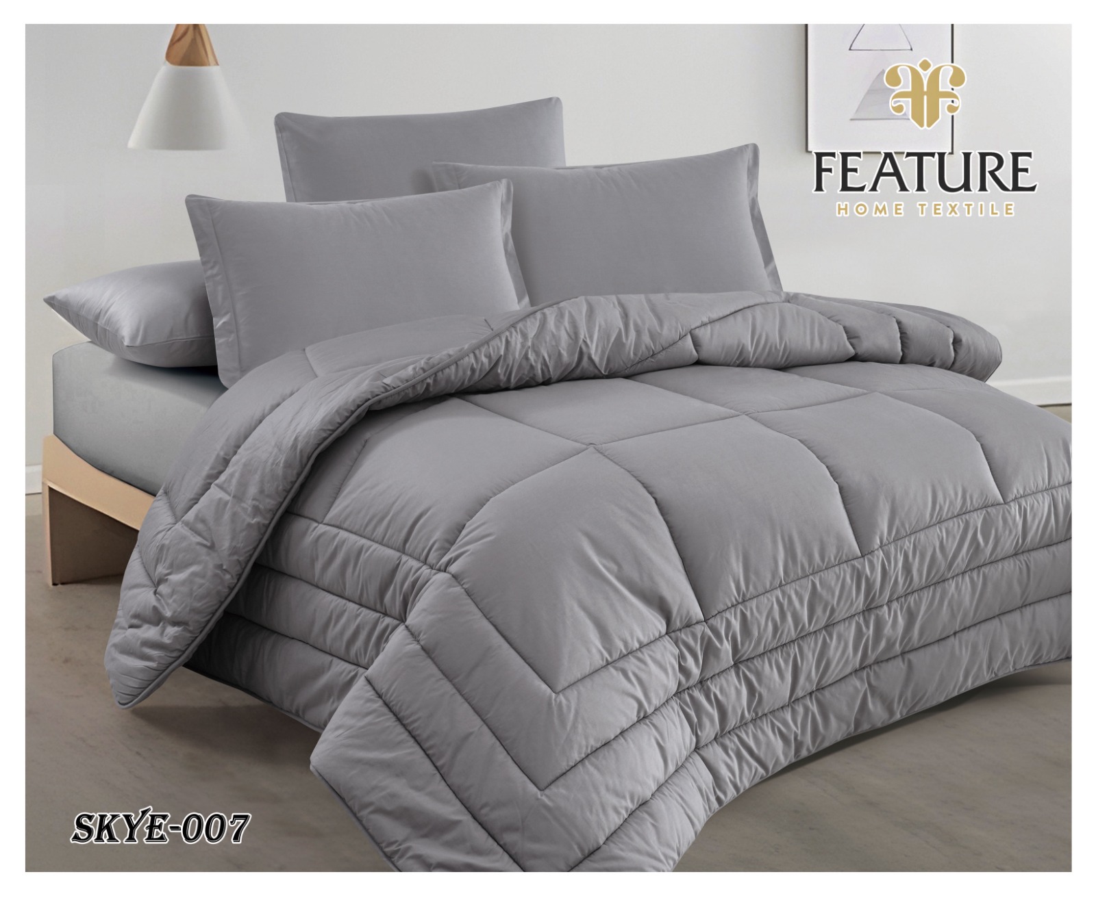 natural cotton duvet set , 6-piece for two people - Grey