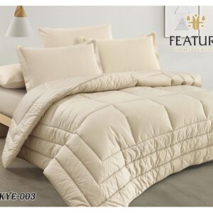 natural cotton duvet set , 6-piece for two people – Champagne-beige
