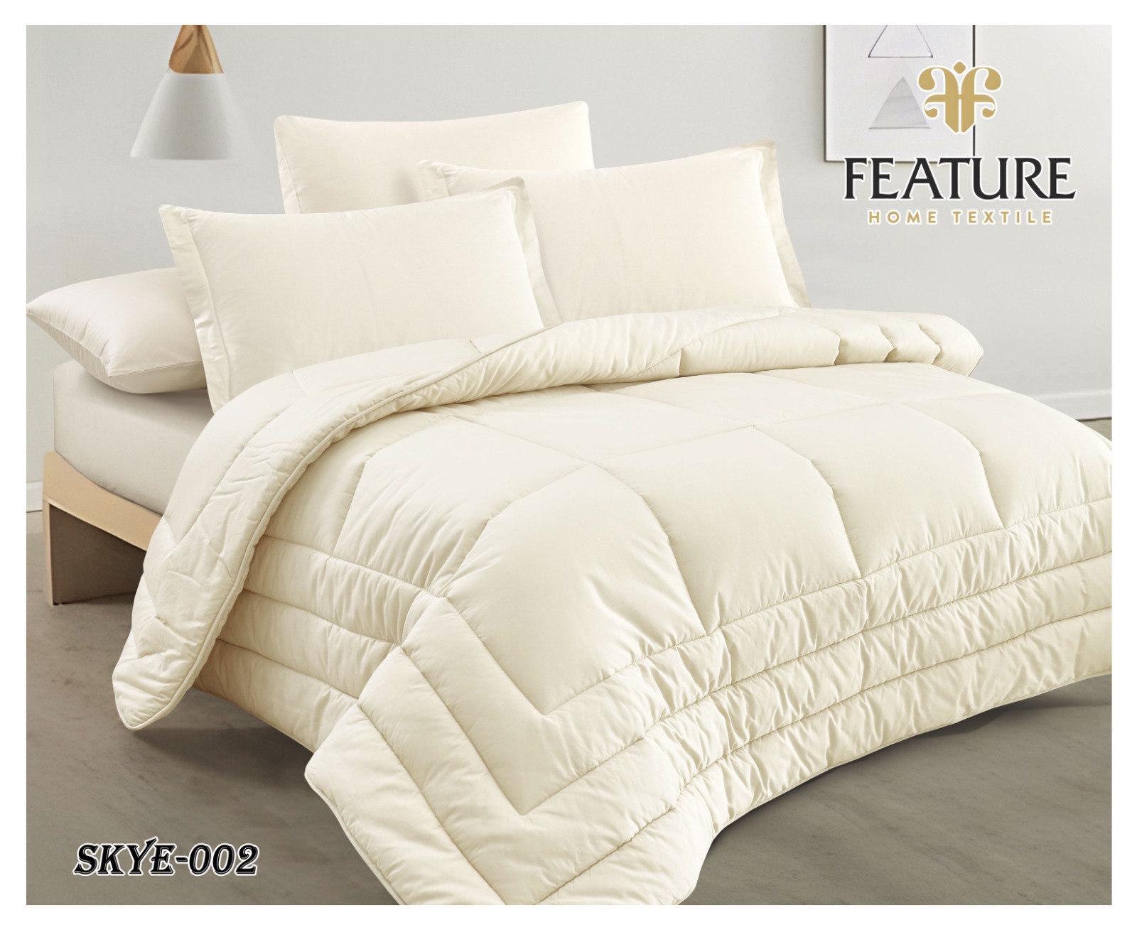 natural cotton duvet set , 6-piece for two people - Cream
