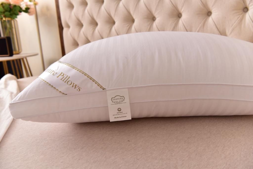 100% Natural Cotton Striped Hotel Pillow - Super Soft (1500g) - Image 2