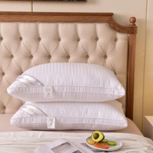 100% Natural Cotton Striped Hotel Pillow – Super Soft (1500g)