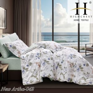 Super King Duvet Cover – 100% Cotton – white & blue floral