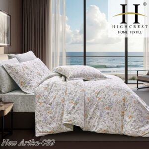 Super King Duvet Cover – 100% Cotton – orange & lavender floral