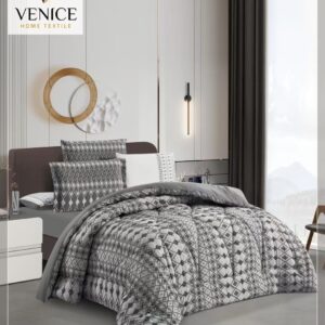 6-Piece Embroidered Crepe Quilt Set – grey